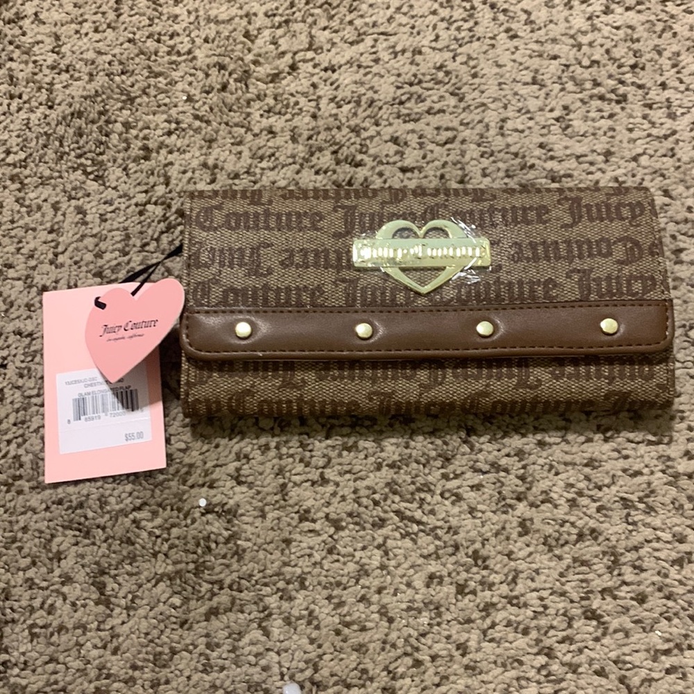 NWT!!! Juicy Couture chestnut chino glam flap clutch wallet!